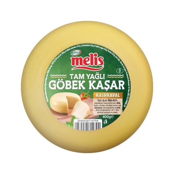 Melis Tam Yağlı Göbek Kaşar Kashkaval Cheese, 400g Wheel