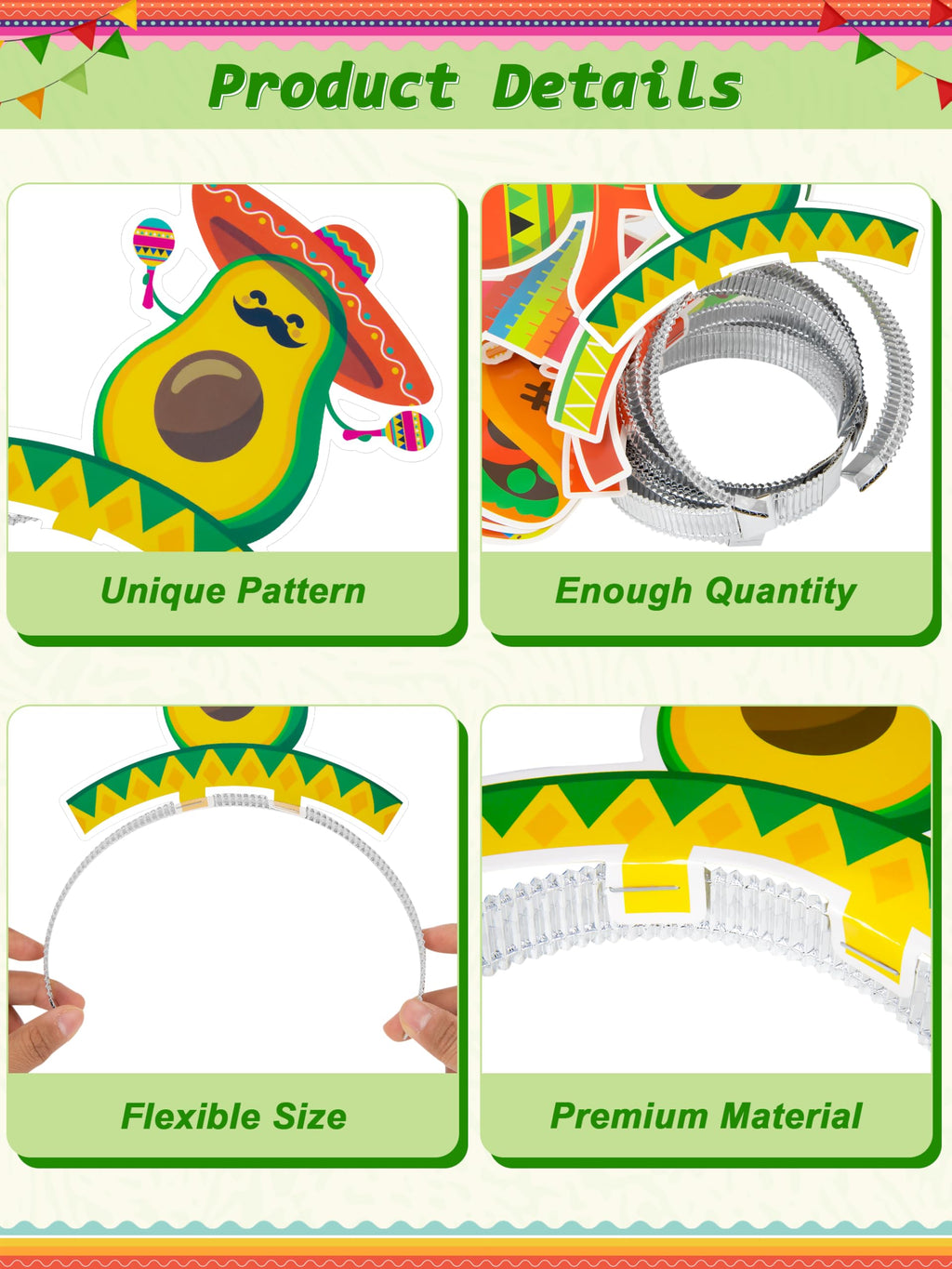 Melisheer 24 Pcs Cinco de Mayo Party Hats & Accessories – 12 Styles
