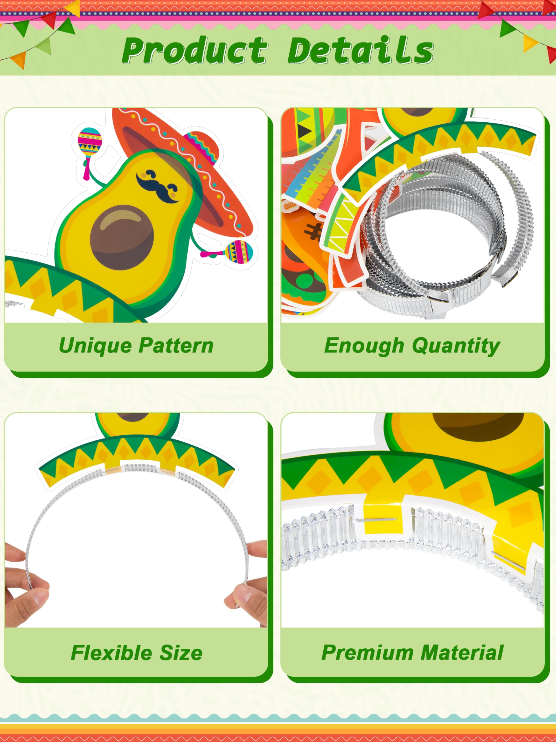 Melisheer 24 Pcs Cinco de Mayo Party Hats & Accessories – 12 Styles