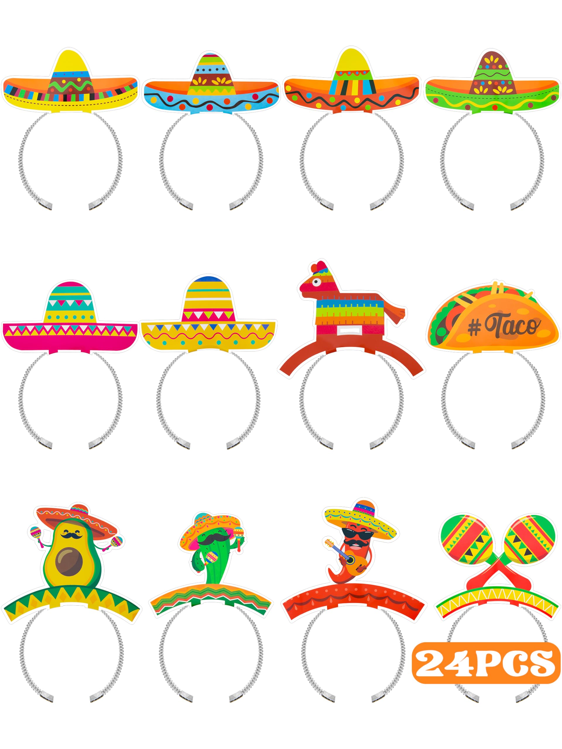 Melisheer 24 Pcs Cinco de Mayo Party Hats & Accessories – 12 Styles