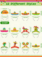 Melisheer 24 Pcs Cinco de Mayo Party Hats & Accessories – 12 Styles