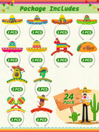 Melisheer 24 Pcs Cinco de Mayo Party Hats & Accessories – 12 Styles