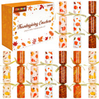 Melisheer 10 Pack Thanksgiving Crackers – Leaf Design Party Favors with Joke Dice & Gifts