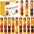 Melisheer 12 Pack Thanksgiving Crackers – Turkey Design No-Snap Party Favors