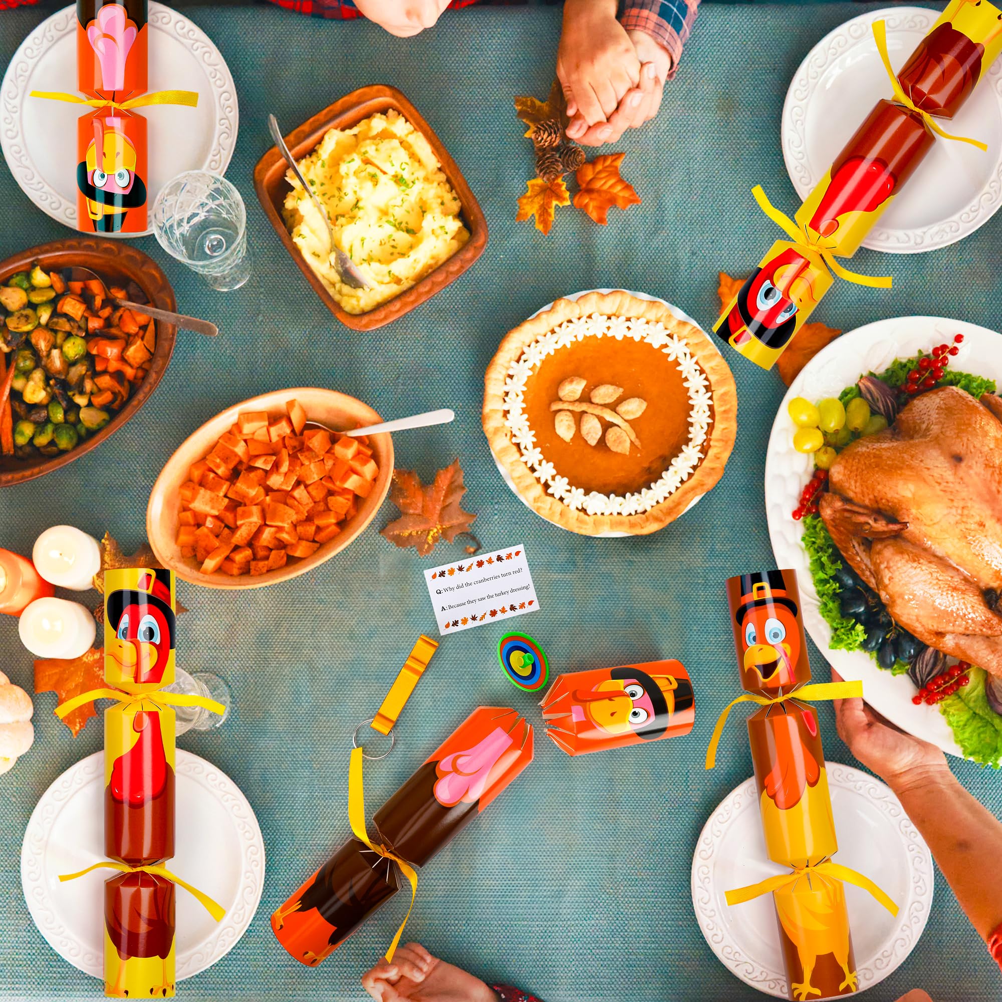 Melisheer 12 Pack Thanksgiving Crackers – Turkey Design No-Snap Party Favors