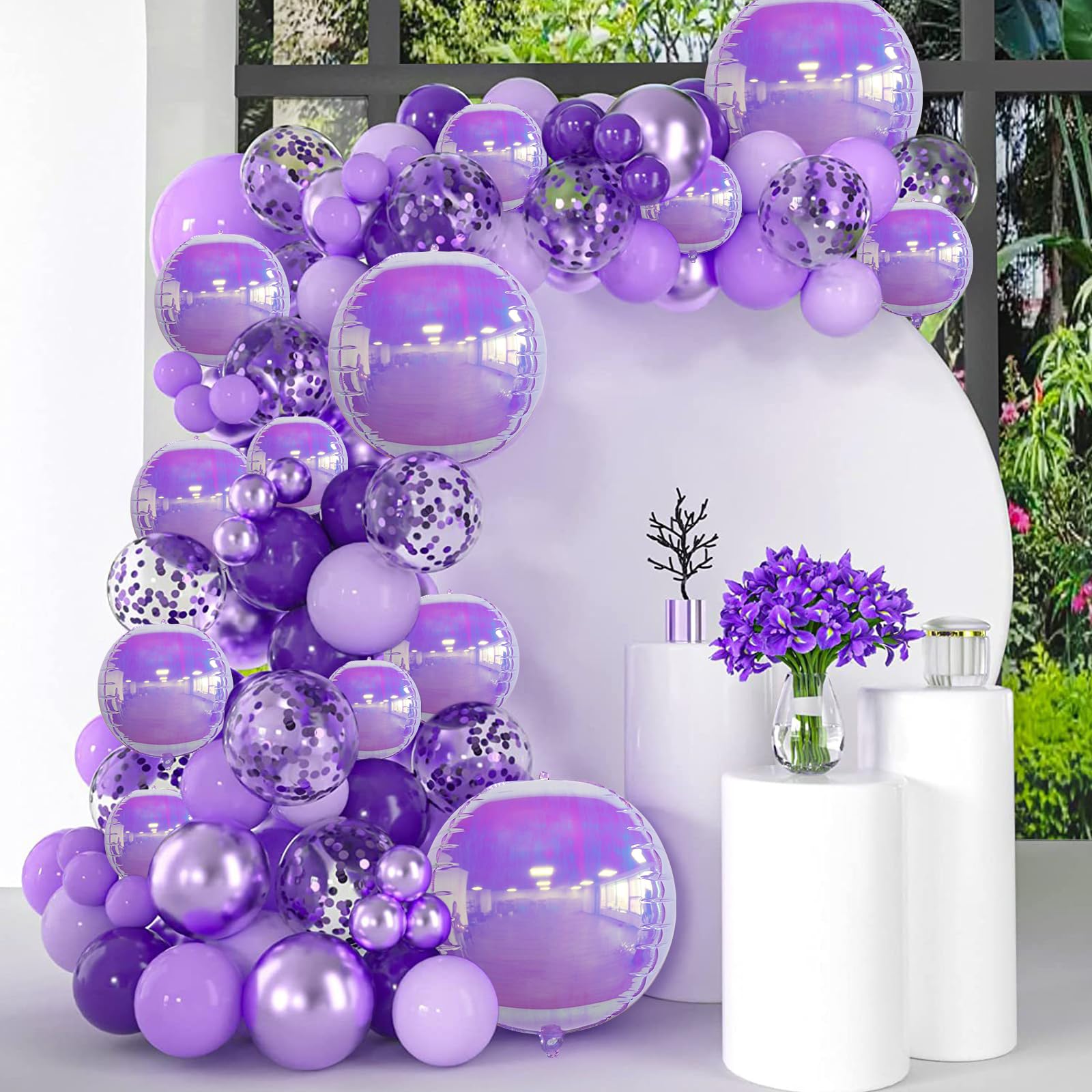 Melody Fantasy Iridescent Purple Foil Balloons – 22in/12in/10in Set for Party Decor