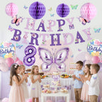 melody fantasy Purple Butterfly Birthday Decorations for 8th Birthday Girls | 3D Butterflies & Foil Balloons