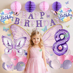melody fantasy Purple Butterfly Birthday Decorations for 8th Birthday Girls | 3D Butterflies & Foil Balloons