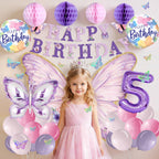 Melody Fantasy Purple Butterfly Birthday Decorations for 5th Birthday Girls - Balloons, Honeycomb Balls & 3D Butterflies