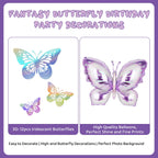 Melody Fantasy Purple Butterfly Birthday Decorations for 5th Birthday Girls - Balloons, Honeycomb Balls & 3D Butterflies