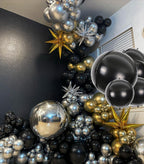 Melody Fantasy 14pcs Black Foil Balloons – 22in, 15in & 10in Large Chrome Mylar Balloons Set for Party Decor