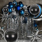 Melody Fantasy 14pcs Black Foil Balloons – 22in, 15in & 10in Large Chrome Mylar Balloons Set for Party Decor