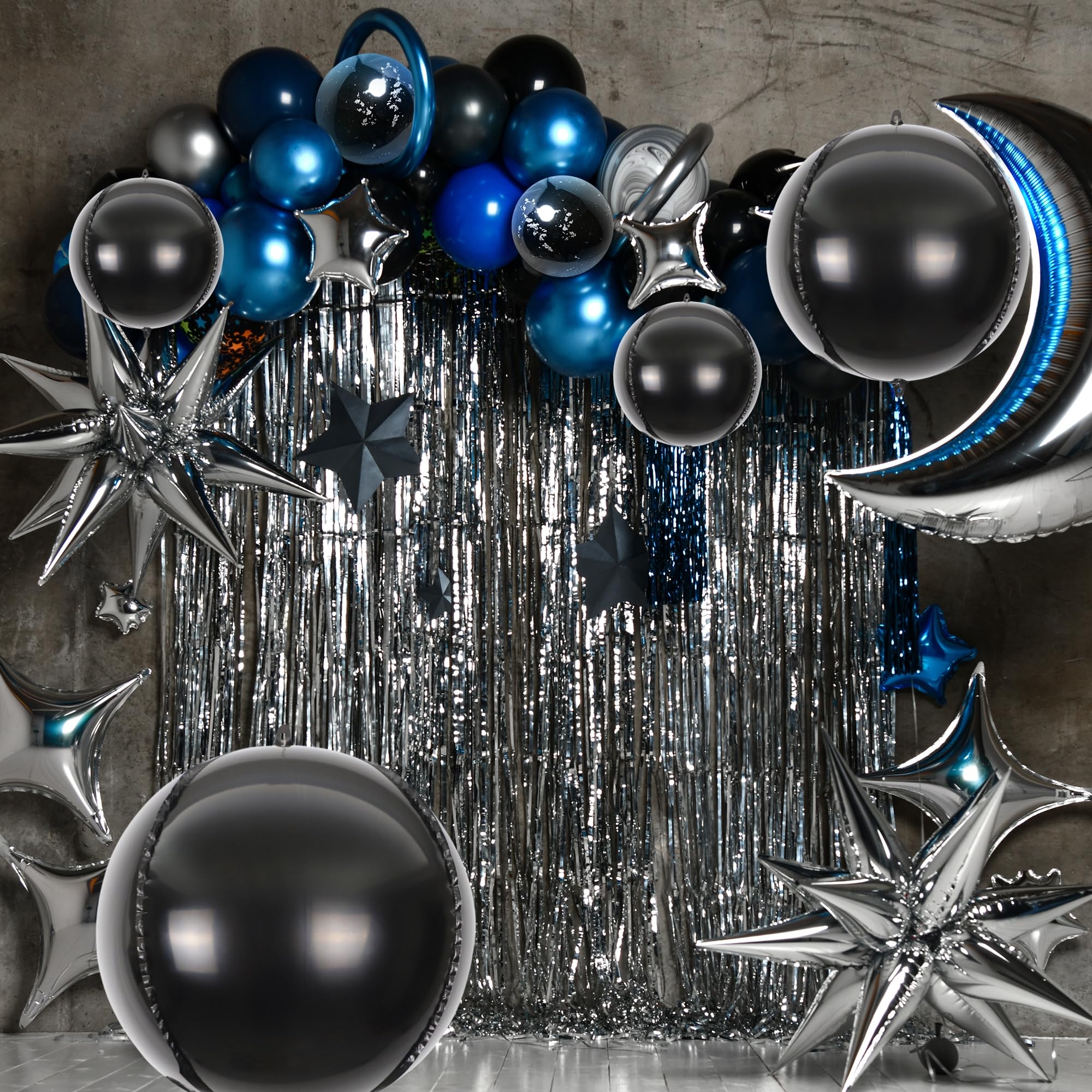 Melody Fantasy 14pcs Black Foil Balloons – 22in, 15in & 10in Large Chrome Mylar Balloons Set for Party Decor