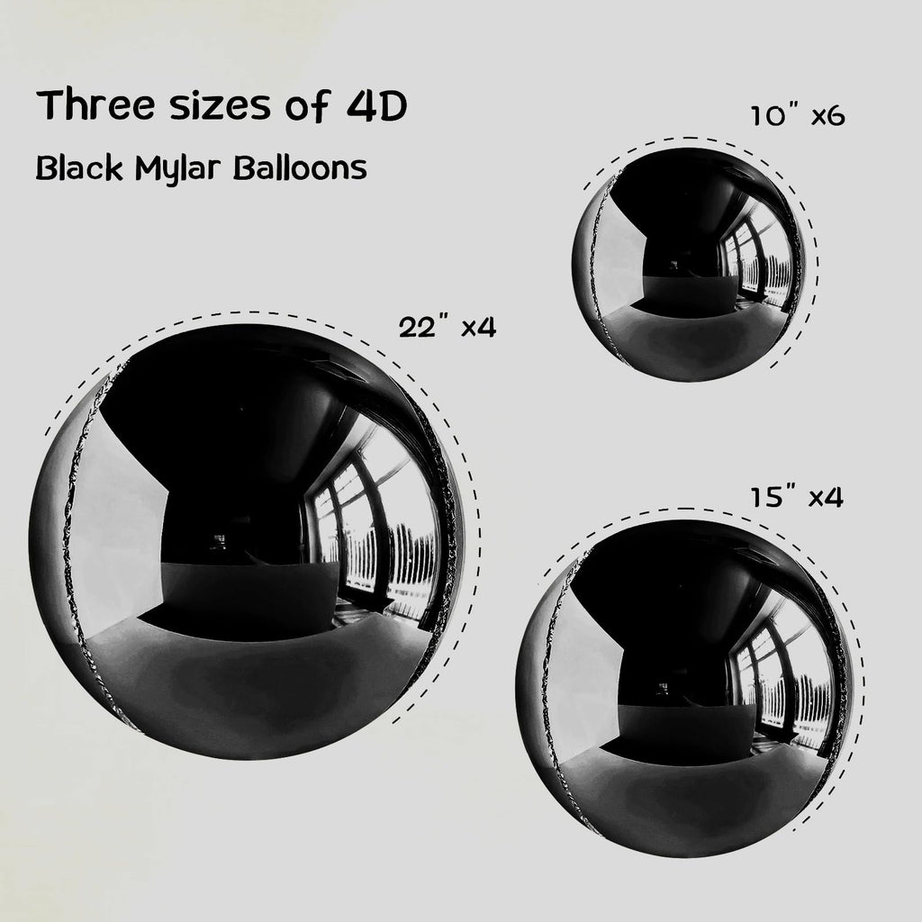 Melody Fantasy 14pcs Black Foil Balloons – 22in, 15in & 10in Large Chrome Mylar Balloons Set for Party Decor