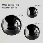 Melody Fantasy 14pcs Black Foil Balloons – 22in, 15in & 10in Large Chrome Mylar Balloons Set for Party Decor