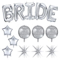 Melody Fantasy Bride Balloons Kit – Silver Giant 32in BRIDE Letters + Silver Balloons