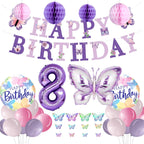 melody fantasy Purple Butterfly Birthday Decorations for 8th Birthday Girls | 3D Butterflies & Foil Balloons