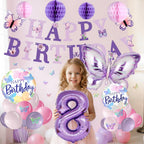 melody fantasy Purple Butterfly Birthday Decorations for 8th Birthday Girls | 3D Butterflies & Foil Balloons