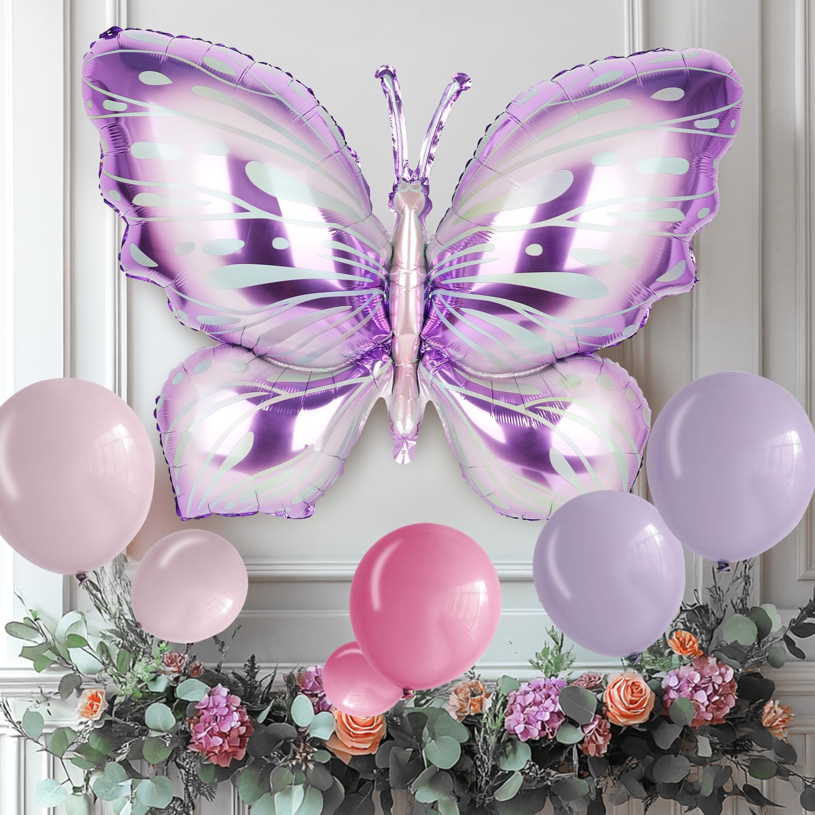 Purple Butterfly Birthday Decorations - melody fantasy 3D Butterflies, Honeycomb Balls & Balloons Kit