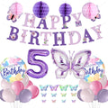 Melody Fantasy Purple Butterfly Birthday Decorations for 5th Birthday Girls - Balloons, Honeycomb Balls & 3D Butterflies
