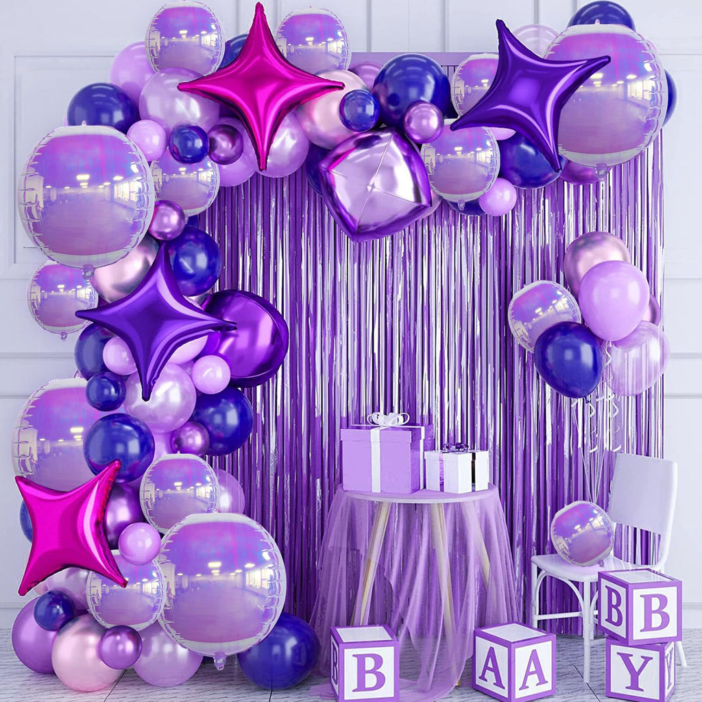 Melody Fantasy Iridescent Purple Foil Balloons – 22in/12in/10in Set for Party Decor
