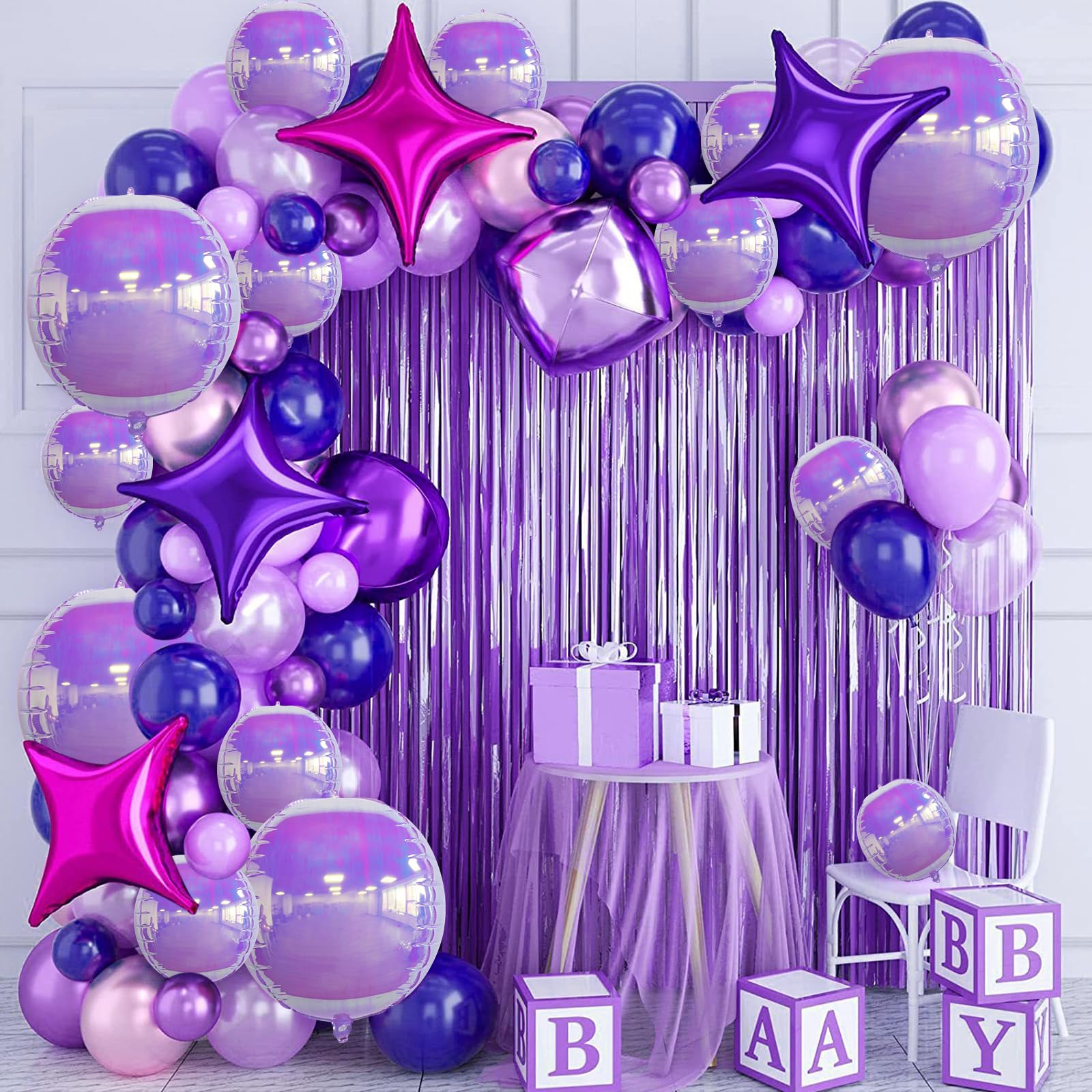 Melody Fantasy Iridescent Purple Foil Balloons – 22in/12in/10in Set for Party Decor