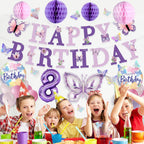 melody fantasy Purple Butterfly Birthday Decorations for 8th Birthday Girls | 3D Butterflies & Foil Balloons