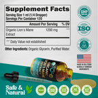 Lions Mane Liquid - USDA Organic Lion's Mane for Brain & Focus