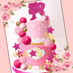 MEMOVAN Hot Pink Girl Cake Toppers – 36pc Boho Pink Princess Party Decorations