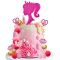 MEMOVAN Hot Pink Girl Cake Topper 31PCS – Princess Theme Cake Decoration Set