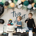 MEMOVAN Race Car 2nd Birthday Cake Topper | Checkered Flag Theme, Double-Sided