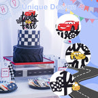 MEMOVAN Two Fast Race Car Cake Topper – 2nd Birthday Party Decoration, Double-Sided