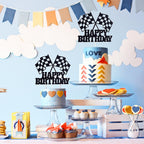 MEMOVAN Racing Car Cake Topper – Checkered Flag Birthday Decor for Boys & Girls