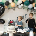MEMOVAN Race Car Birthday Cake Topper - Double-Sided Checkered Flag Party Decor