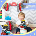 MEMOVAN Race Car 2nd Birthday Cake Topper | Checkered Flag Theme, Double-Sided