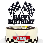 MEMOVAN Racing Car Cake Topper – Checkered Flag Birthday Decor for Boys & Girls