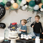 MEMOVAN Two Fast Race Car Cake Topper – 2nd Birthday Party Decoration, Double-Sided