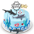MEMOVAN Shark Cake Toppers – 9pc Ocean Theme Cake Decoration Set