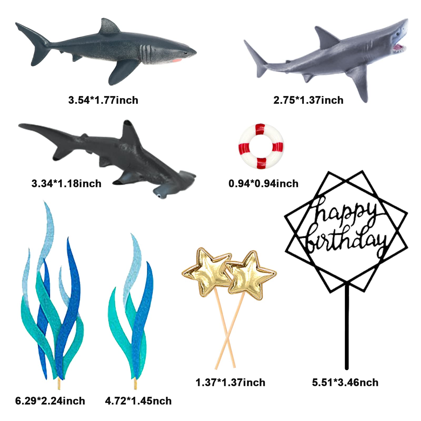 MEMOVAN Shark Cake Toppers – 9pc Ocean Theme Cake Decoration Set