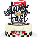 MEMOVAN Two Fast Race Car Cake Topper – 2nd Birthday Party Decoration, Double-Sided