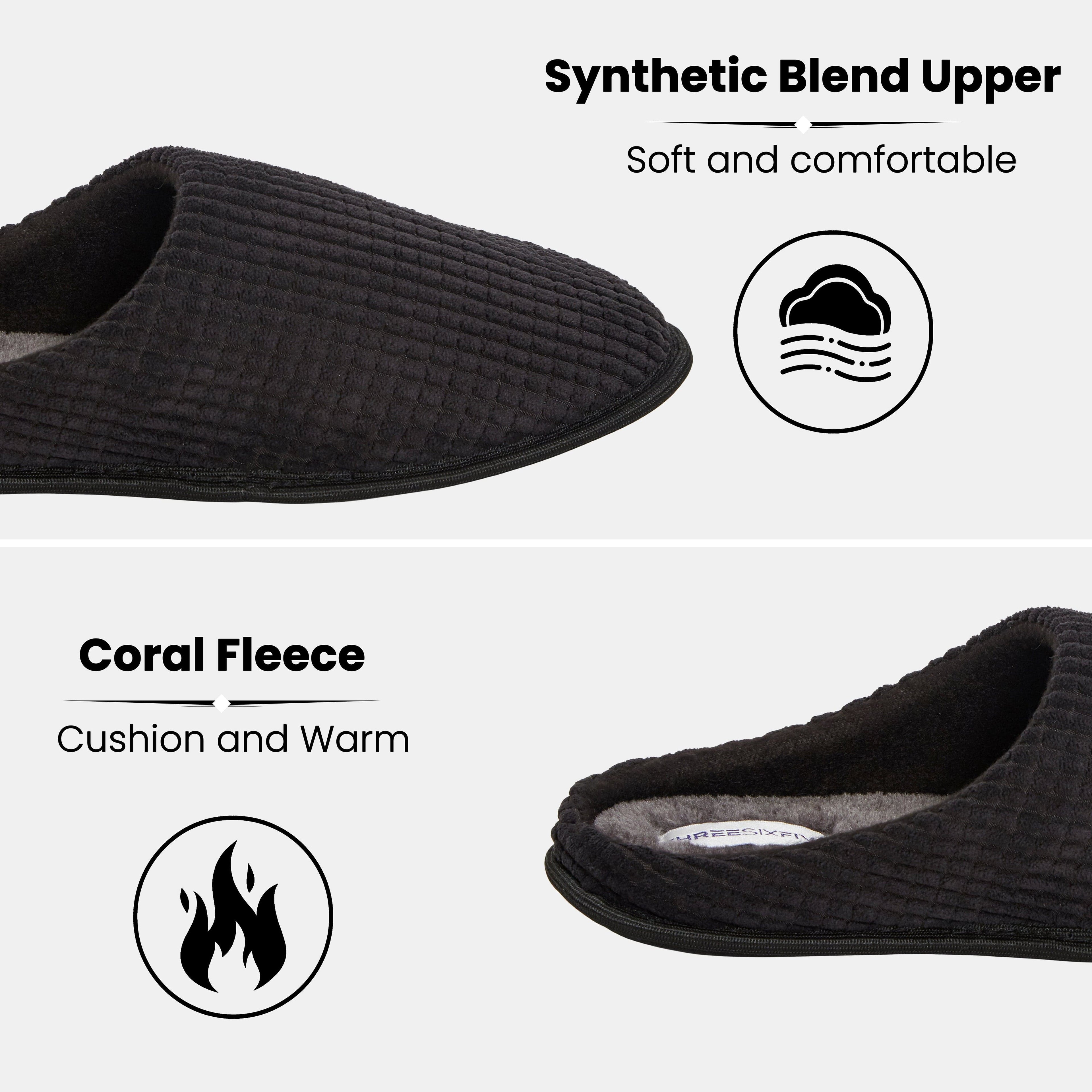 Sock Stack Men's Corduroy Slip On Indoor Slippers Non Slip Memory Foam Warm Thermal Lined