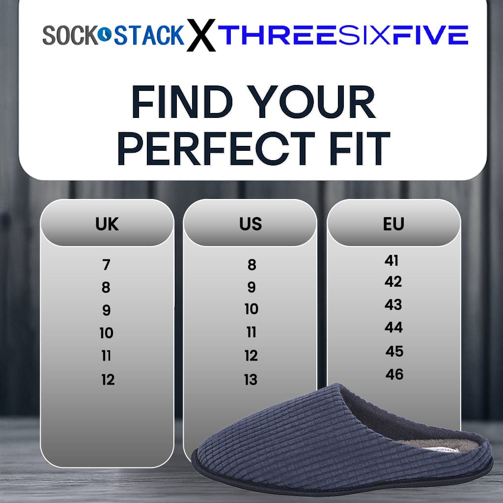 Sock Stack Men's Corduroy Slip On Indoor Slippers Non Slip Memory Foam Warm Thermal Lined