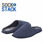 Sock Stack Men's Corduroy Slip On Indoor Slippers Non Slip Memory Foam Warm Thermal Lined