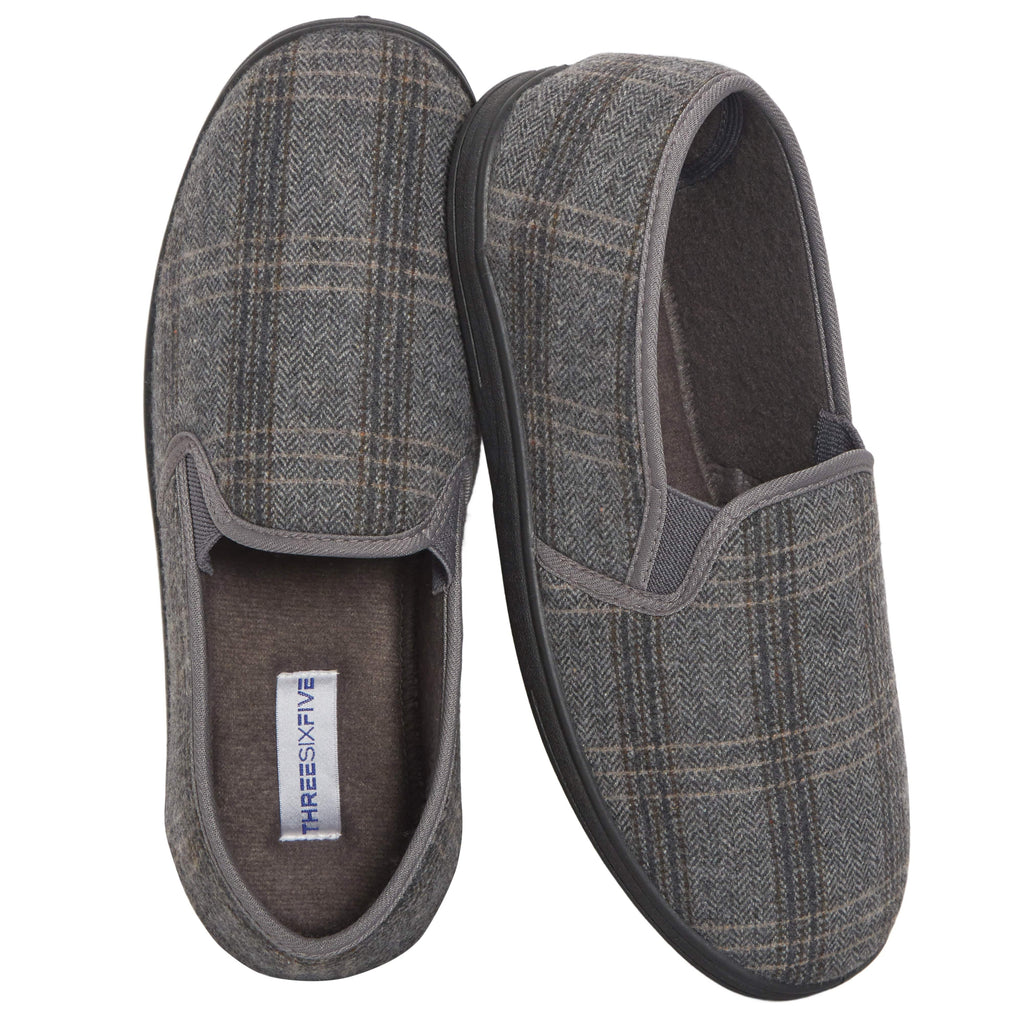 Sock Stack Men's Checked Slippers Memory Foam Cushioned Soft Lining Warm Thermal Slip-On