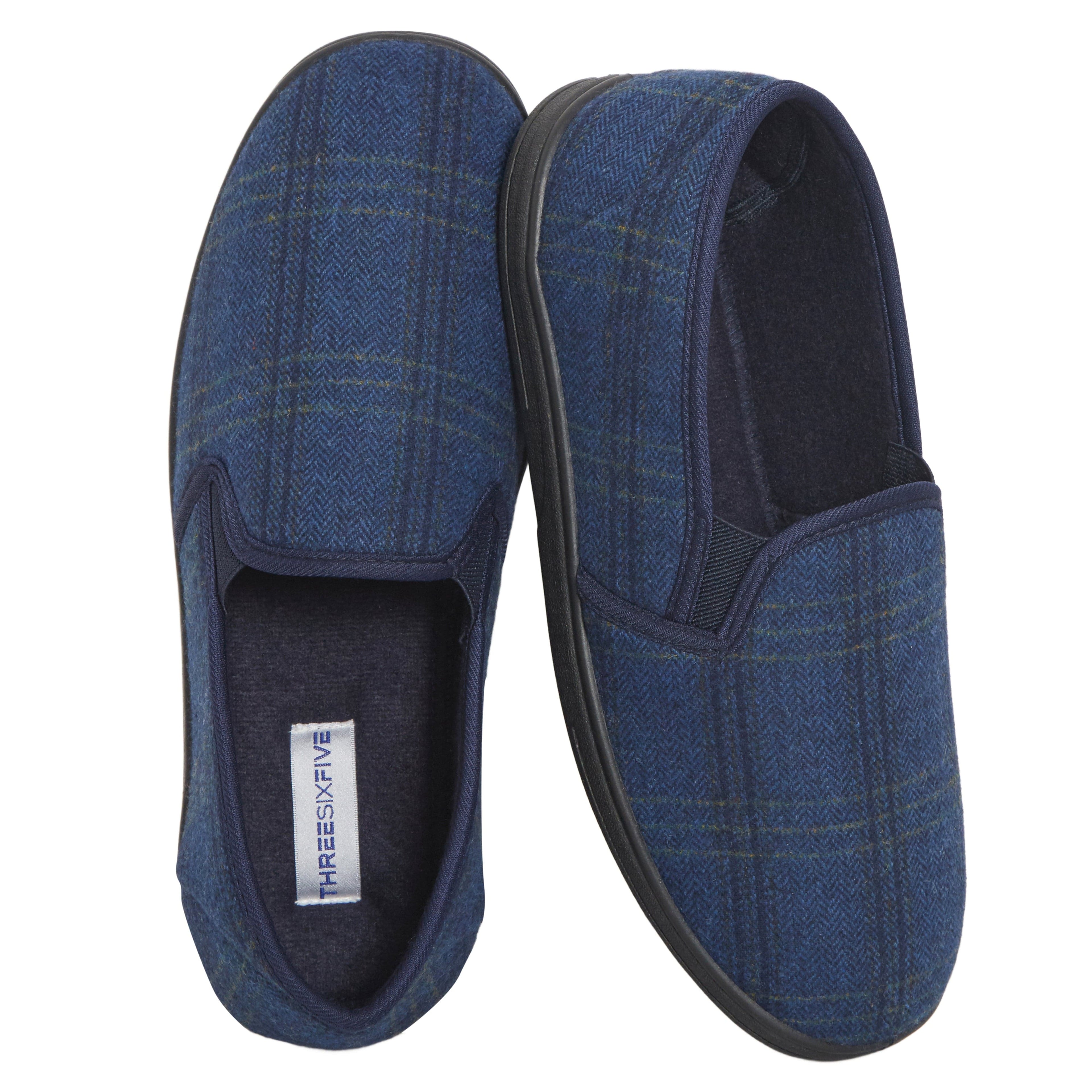 Sock Stack Men's Checked Slippers Memory Foam Cushioned Soft Lining Warm Thermal Slip-On