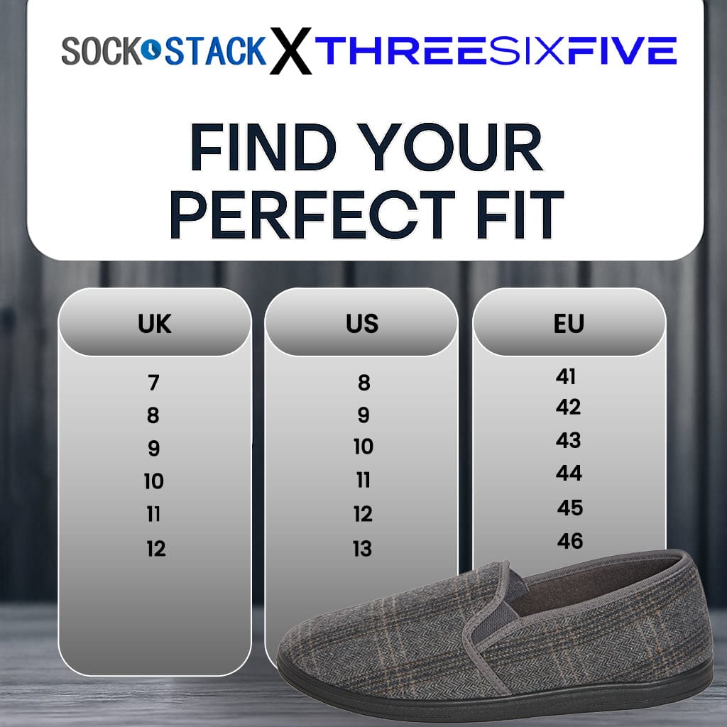 Sock Stack Men's Checked Slippers Memory Foam Cushioned Soft Lining Warm Thermal Slip-On