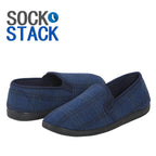 Sock Stack Men's Checked Slippers Memory Foam Cushioned Soft Lining Warm Thermal Slip-On