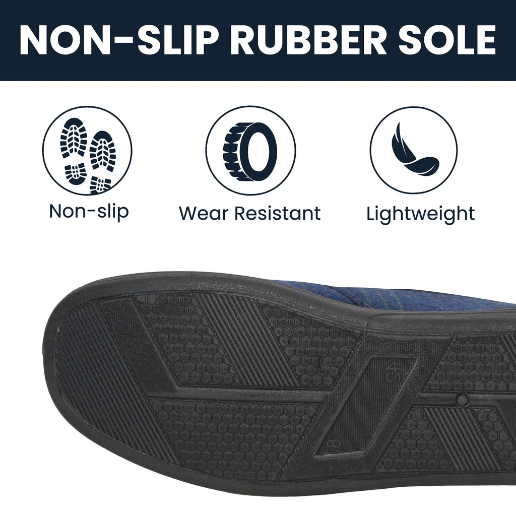 Sock Stack Men's Checked Slippers Memory Foam Cushioned Soft Lining Warm Thermal Slip-On
