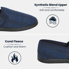 Sock Stack Men's Checked Slippers Memory Foam Cushioned Soft Lining Warm Thermal Slip-On