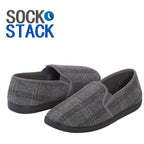 Sock Stack Men's Checked Slippers Memory Foam Cushioned Soft Lining Warm Thermal Slip-On